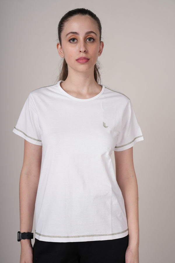 Solid regular fit women's casual T-shirt by Outlaws Fashion, plain design, soft fabric, and short sleeves.