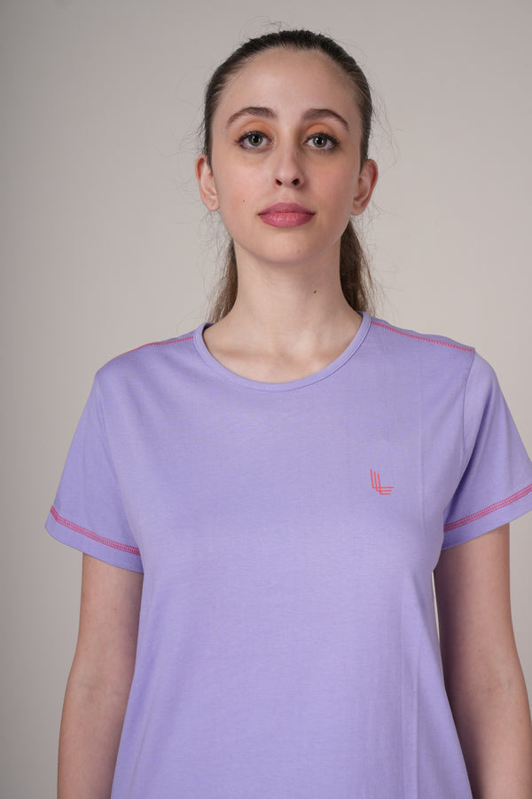 Solid regular fit women's casual T-shirt by Outlaws Fashion, plain fabric, short sleeves, and classic round neckline.