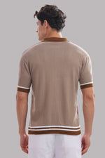 Men's textured cotton polo shirt by Outlaws Fashion, featuring a casual button-down design and luxurious 100% cotton fabric.