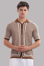 Men's textured cotton button-down polo shirt by Outlaws Fashion, showcasing casual luxury and comfortable 100% cotton fabric.