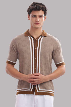 Vintage Charm Men's Textured Cotton Polo Shirt