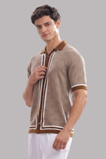 Men's textured cotton polo shirt by Outlaws Fashion, 100% cotton, casual button-down design, stylish and comfortable for everyday wear.