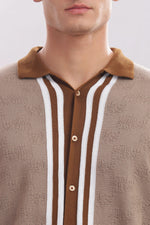 Men's textured 100% cotton button-down polo shirt by Outlaws Fashion, featuring casual luxury and a classic design.