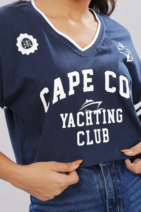 Solid Blue Cotton Boxy Top for Women – Extended Sleeves