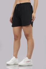 womens athleisure shorts black relaxed fit design