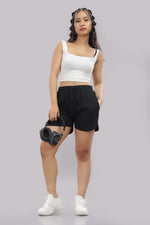 women gym shorts black breathable fabric
